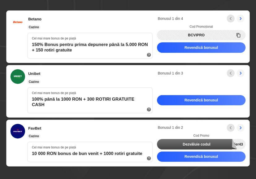 Coduri promoționale pentru rotiri gratuite la casino
